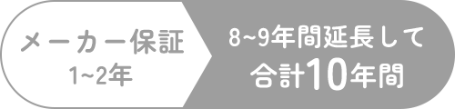 メーカー保証1～2年 8~9年間延長して合計10年間